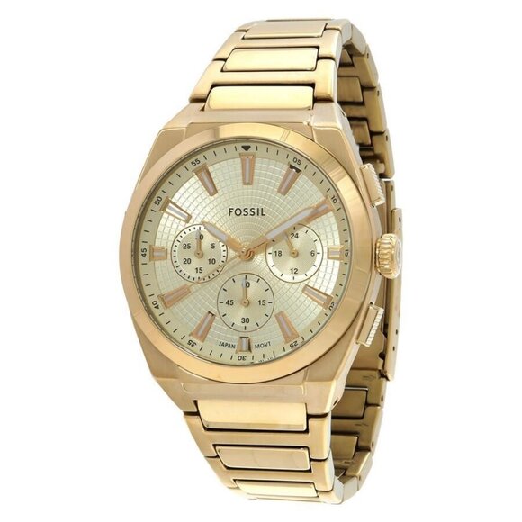 NWT Authentic Fossil Everett Chronograph Quartz Gold Dial Men's Watch - Picture 1 of 3